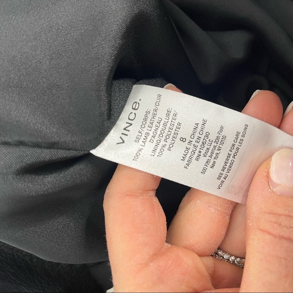 Vince. Black 100% Lamb Leather Tapered Straight Leg Pants Size 8 NWT - Picture 12 of 16